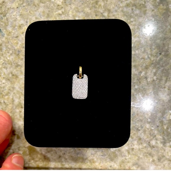 Bez Ambar - Twinkle Dog Tag White Diamond and 18K Gold Pendant- Customized - Picture 3 of 5